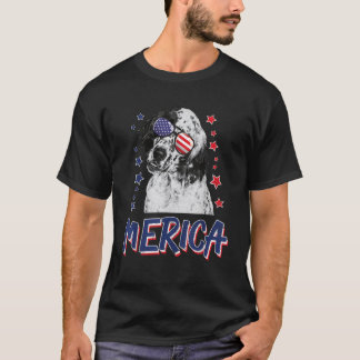 Merica English Setter Dog 4th Of July USA Gift  fo T-Shirt