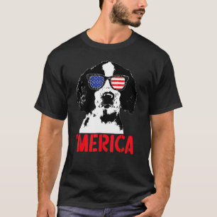 Merica Englisth Springer Spaniel American Flag 4th T-Shirt