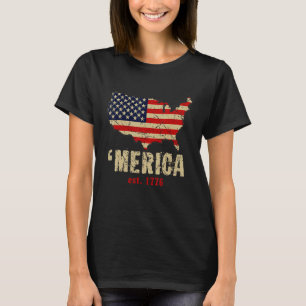 Merica Est 1776 Patriotic 4th July America Flag Pa T-Shirt