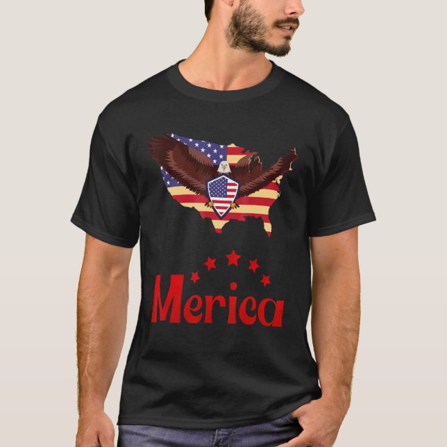 Merica Flag Eagle Glasses T-Shirt (Front)