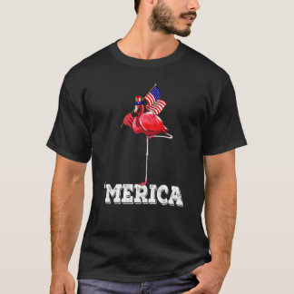 Merica Flamingo 4th Of July Patriotic American T-Shirt
