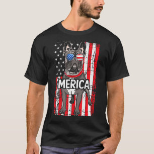 Merica French Bulldog Usa American Flag Cool Dog 4 T-Shirt