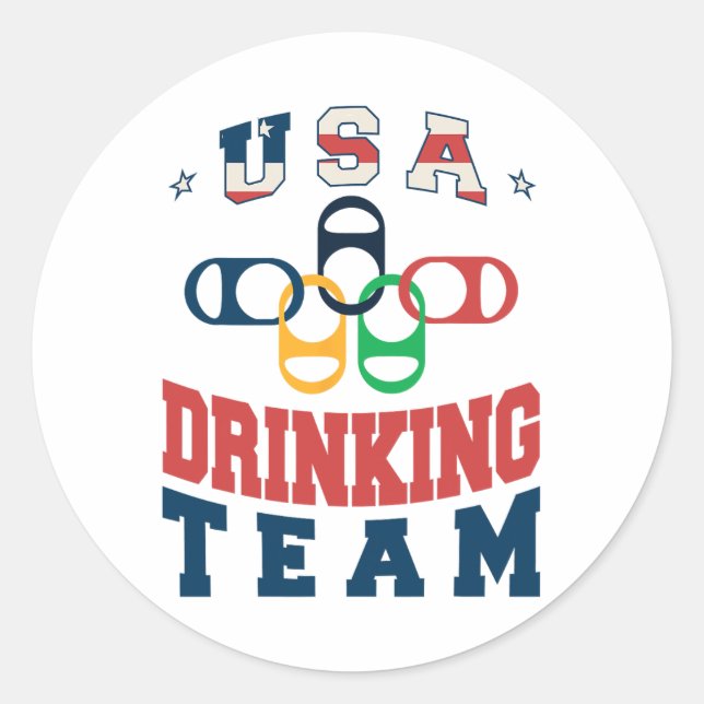 Merica Funny Usa Drinking Team Patriotic Usa Ameri Classic Round Sticker (Front)