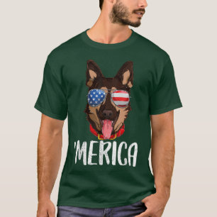 Merica German Shepherd Dog 4th of July American Fl T-Shirt