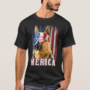 Merica German Shepherd Dog 4th Of July American Fl T-Shirt