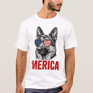 Merica German Shepherd Flag Sunglasses Shirt Desig