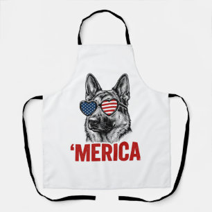Merica German Shepherd Flag Sunglasses Shirt Desig Apron