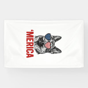 Merica German Shepherd Flag Sunglasses Shirt Desig Banner