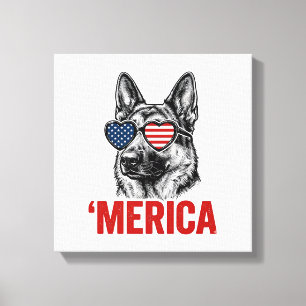 Merica German Shepherd Flag Sunglasses Shirt Desig Canvas Print