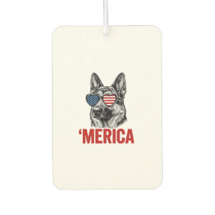 Merica German Shepherd Flag Sunglasses Shirt Desig Car Air Freshener