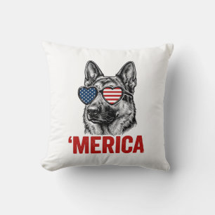 Merica German Shepherd Flag Sunglasses Shirt Desig Cushion