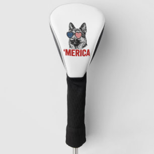 Merica German Shepherd Flag Sunglasses Shirt Desig Golf Head Cover
