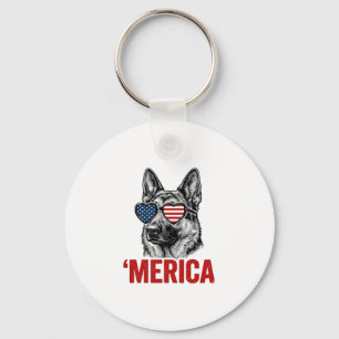 Merica German Shepherd Flag Sunglasses Shirt Desig Key Ring