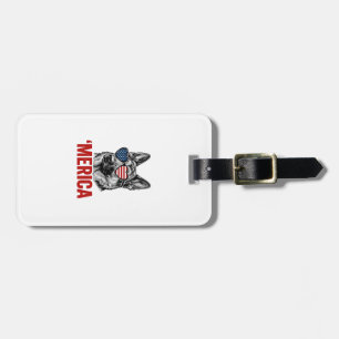 Merica German Shepherd Flag Sunglasses Shirt Desig Luggage Tag