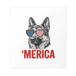 Merica German Shepherd Flag Sunglasses Shirt Desig Notepad