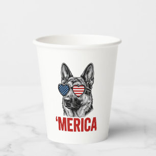 Merica German Shepherd Flag Sunglasses Shirt Desig Paper Cups