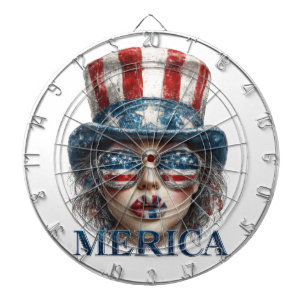 Merica Girl, Fourth of July Glam Girl with Stars Dartboard