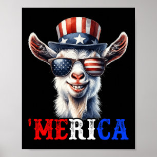 Merica Goat Patriotic 4th Of July Funny Kids Men W Poster