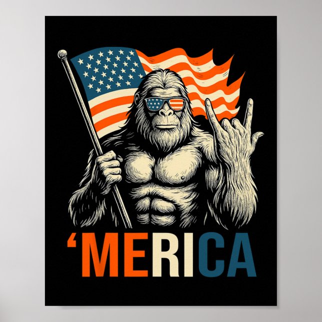 ‘merica Gorilla Flag Sungles Funny Patriotic  Poster (Front)