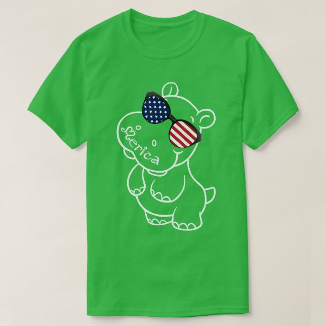 Merica memorial day hippo funny  T-Shirt (Design Front)