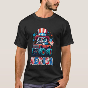 Merica Monster Truck Cat 4th Of July Kitty America T-Shirt