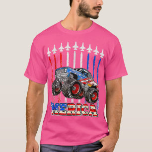 Merica Monster Truck Patriotic American Flag July  T-Shirt