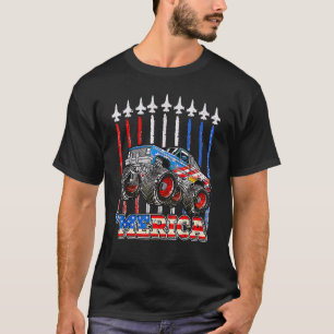 Merica Monster Truck Patriotic American Flag July T-Shirt