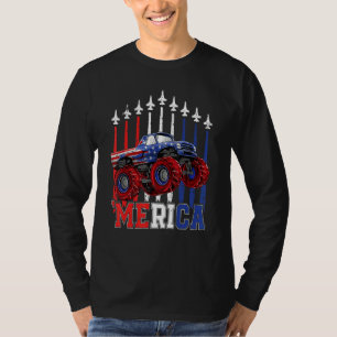 Merica Monster Truck Patriotic American Flag July T-Shirt
