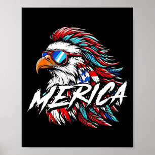 Merica Mullet Eagle Funny 4th Of July Poster