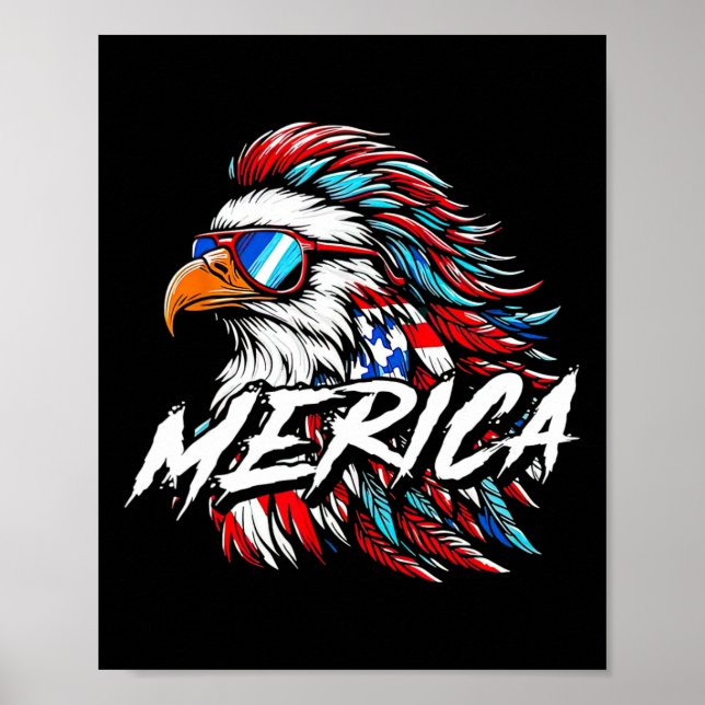 Merica Mullet Eagle Funny 4th Of July  Poster (Front)