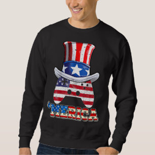 Merica Patriotic American 4th Of July Video Gamer  Sweatshirt