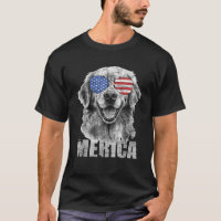 Merica Patriotic American Flag Golden Retriever Do