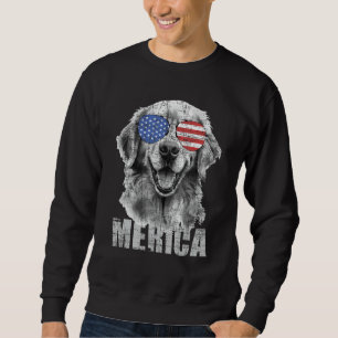 Merica - Patriotic American Flag Golden Retriever  Sweatshirt