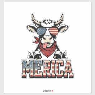 Merica Patriotic Cow Vintage Engraving Graphic_1