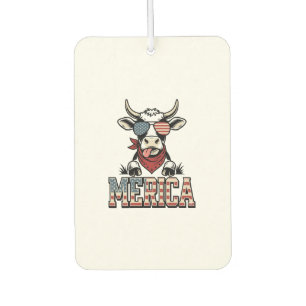 Merica Patriotic Cow Vintage Engraving Graphic_1 Car Air Freshener
