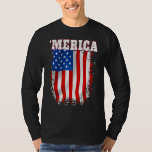 Merica Patriotic Distressed American Flag T-Shirt