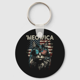 Merica Patriotic Maine Coon Cat Key Ring