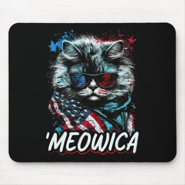 Merica Patriotic Persian Cat  Mouse Pad (Front)
