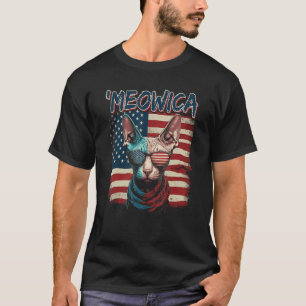 Merica Patriotic Sphynx Cat Meowica 4th of July Ca T-Shirt