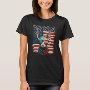 Merica Patriotic Sphynx Cat Meowica 4th of July Ca T-Shirt