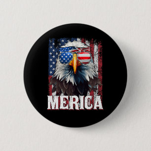 Merica - Patriotic Usa Eagle Of Freedom - 4th Of J 6 Cm Round Badge