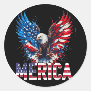 Merica - Patriotic Usa Eagle Of Freedom - 4th Of J Classic Round Sticker