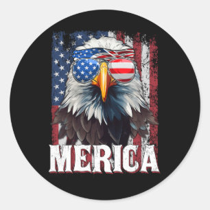 Merica - Patriotic Usa Eagle Of Freedom - 4th Of J Classic Round Sticker