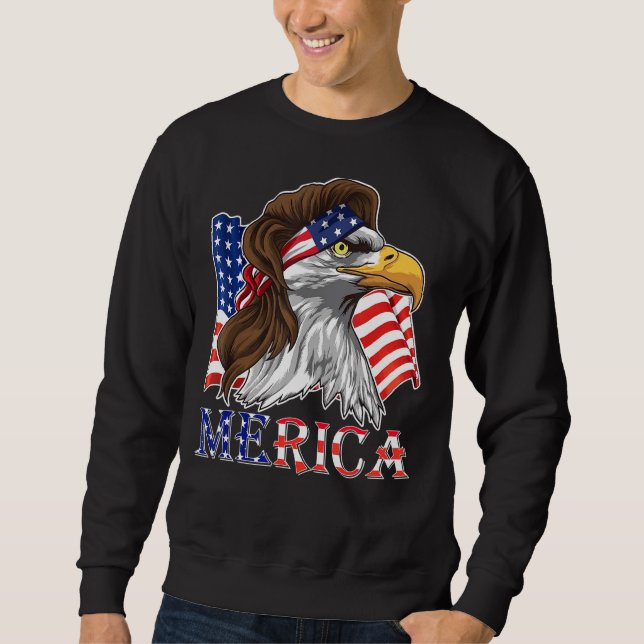 Merica - Patriotic Usa Eagle Of Freedom - 4th Of J Sweatshirt (Front)