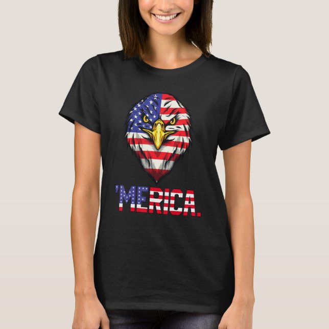 Merica Patriotic USA Eagle Of Freedom 4th of July T-Shirt (Front)