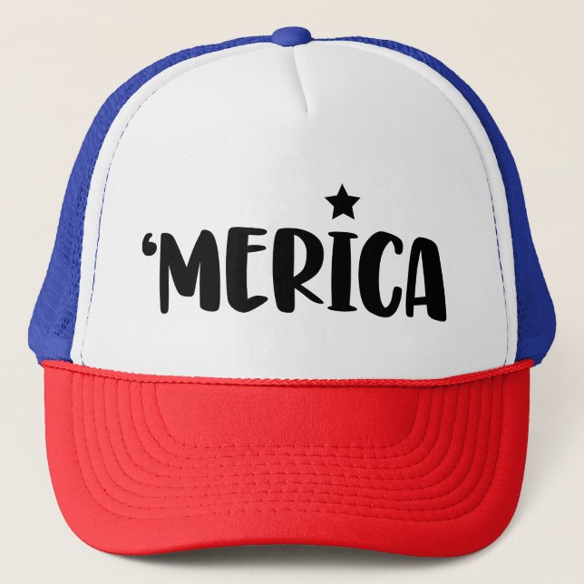 MERICA Patriotic | USA Flag Colours Pride  Trucker Hat (Front)