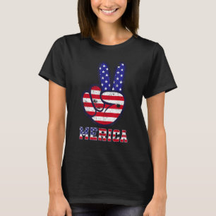 Merica Peace Sign 4th Of July American USA Flag Pa T-Shirt