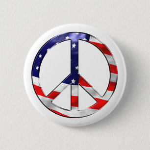 merica peace sign 6 cm round badge