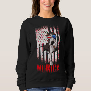 Merica Pitbull Dog Usa American Flag 4th Of July P Sweatshirt