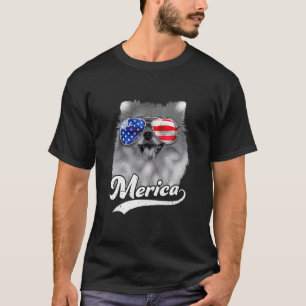 Merica Pomeranian Usa American Flag Sunglasses Jul T-Shirt